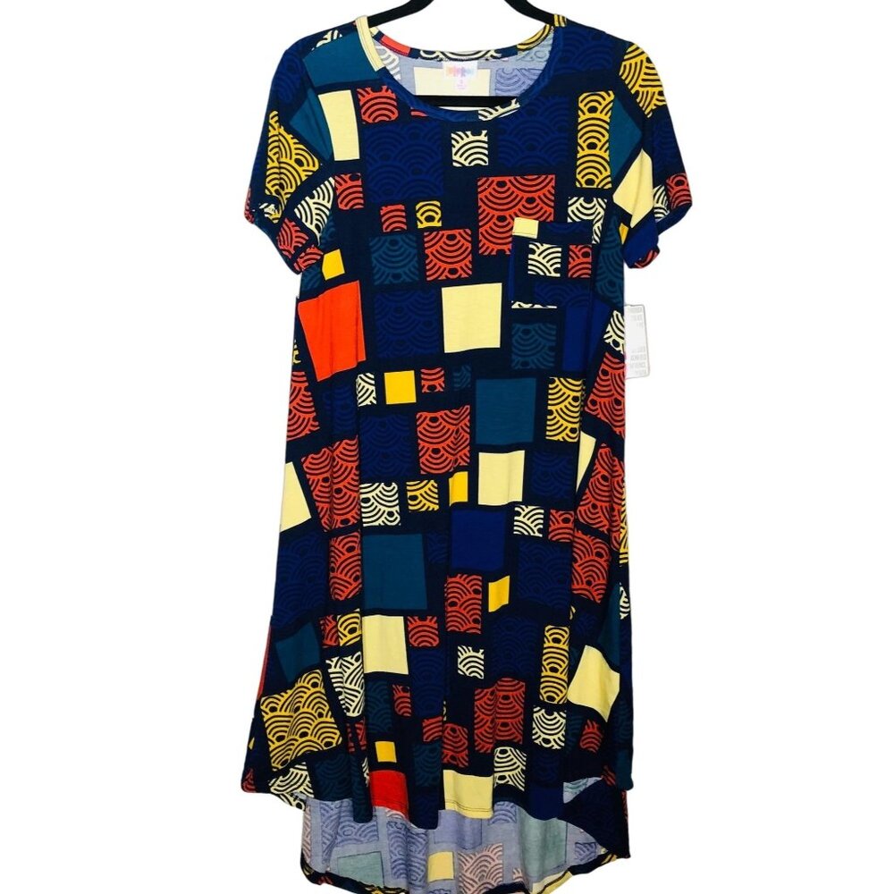 LulaRoe carly dress geometric multi color short sleeve new with tags small READ